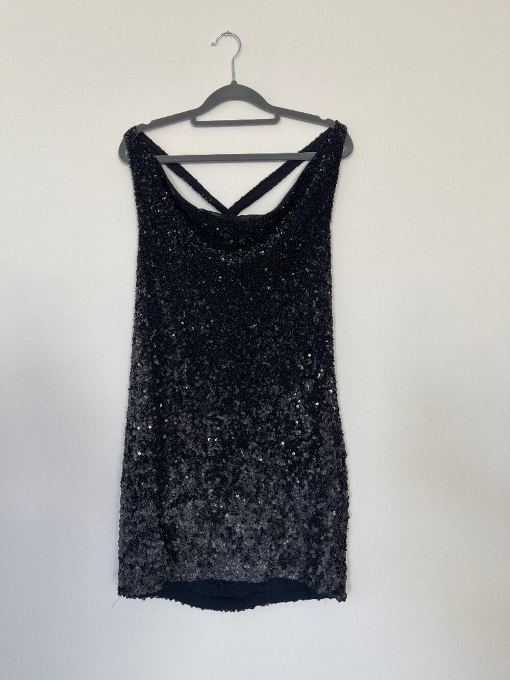 All Saints Spitalfields black sequin mini cocktail slip dress